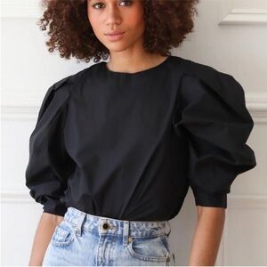 Mille Resort & Travel Lila Black Long Sleeve Cotton Top Size M